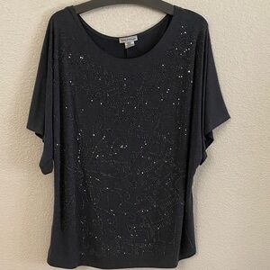 Bleeder & McDougal Gray Short-Sleeve Embellished Top